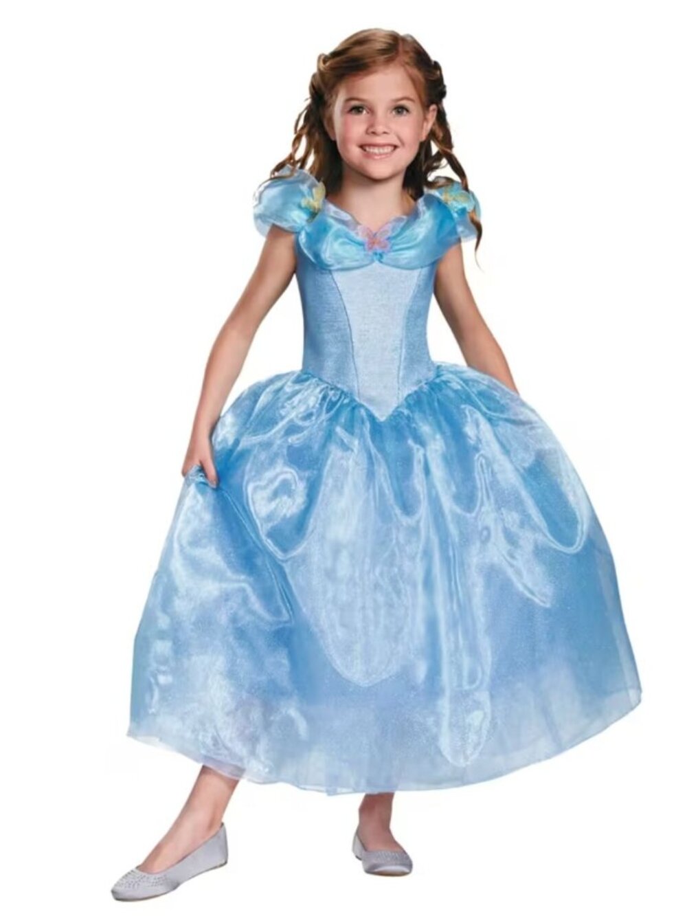 Disney Cinderella Kids Costume Size S 4-6X Blue Sparkle Dress Disguise Brand